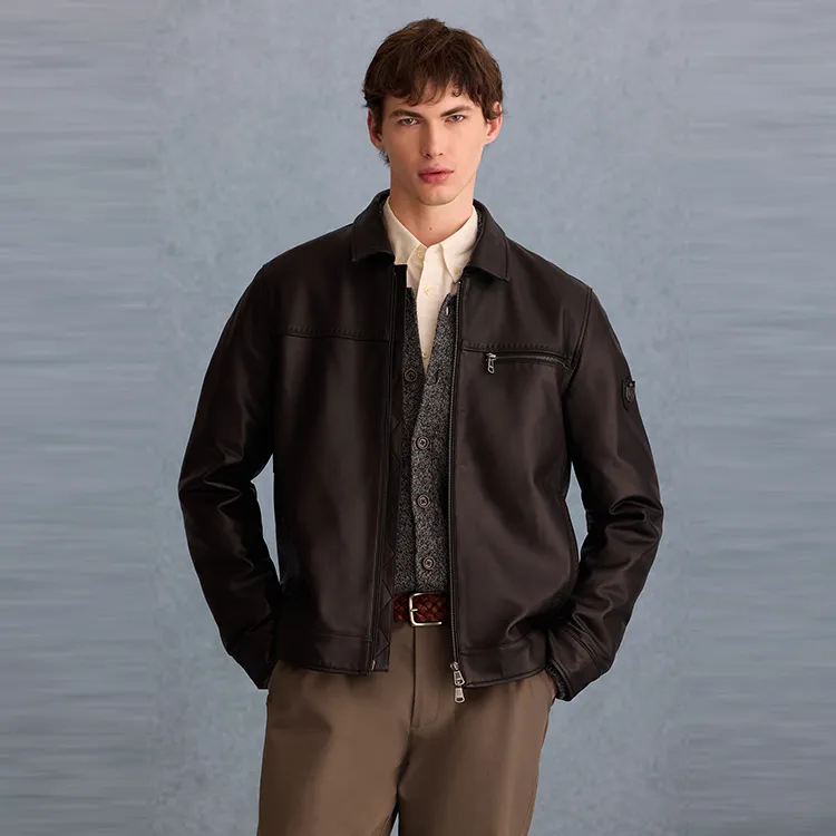 Teenie Weenie Men Leather Jacket Unisex Black-2
