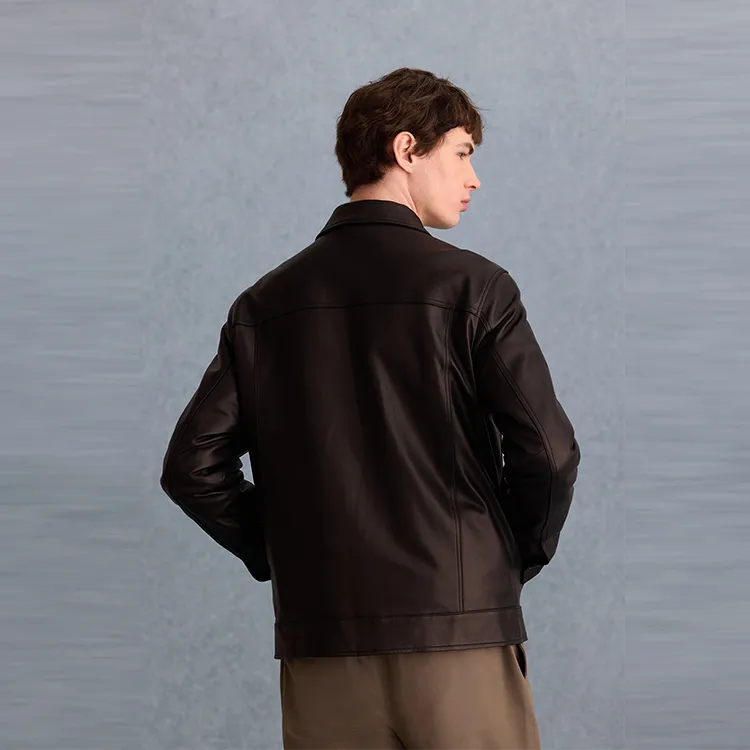 Teenie Weenie Men Leather Jacket Unisex Black-4