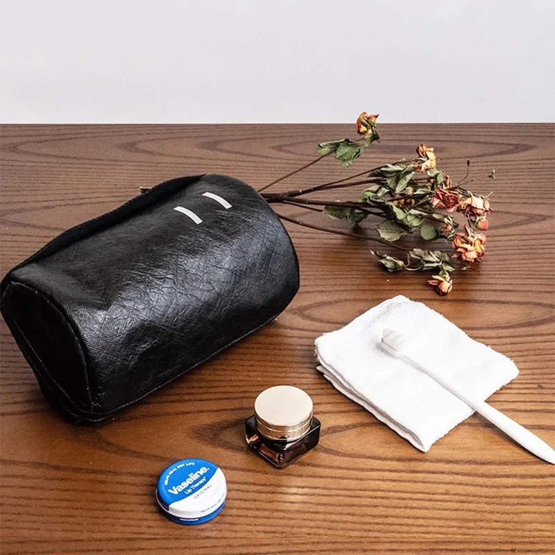 One Person's Planet DuPont Paper With Velvet Fabric Toiletry Bag Handbag Regular Unisex Black-5