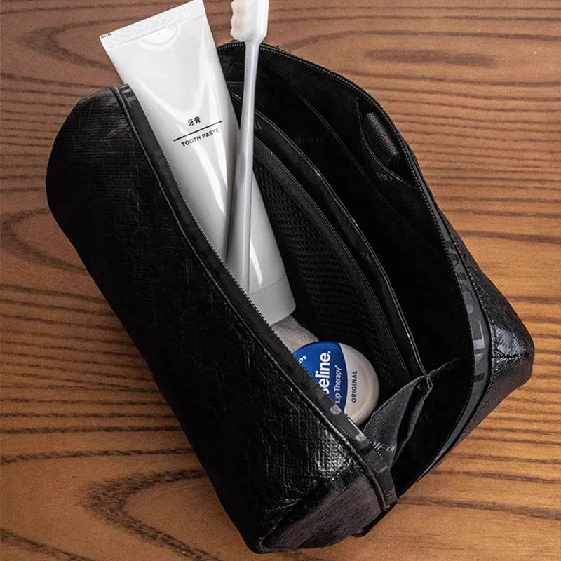 One Person's Planet DuPont Paper With Velvet Fabric Toiletry Bag Handbag Regular Unisex Black-9