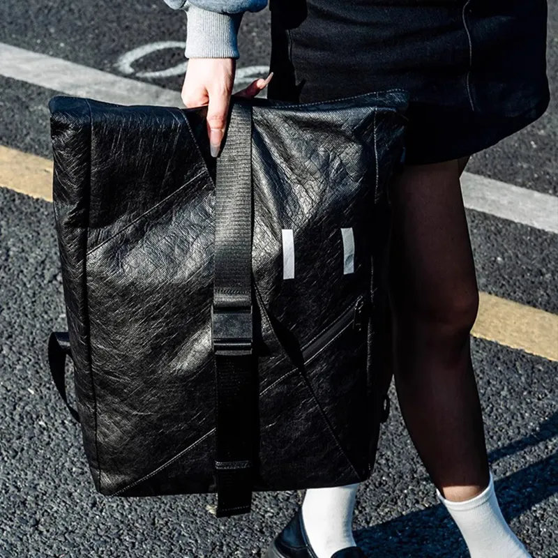 One Person's Planet DuPont Paper Backpack Unisex Black-1