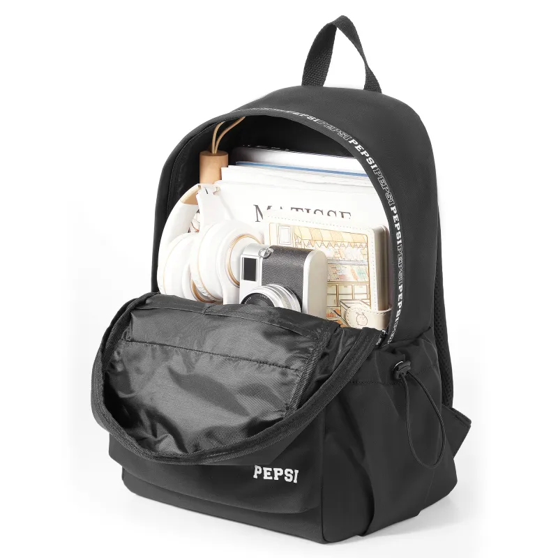 Pepsi Fabric Backpack Laptop Backpack Unisex Black/White-4