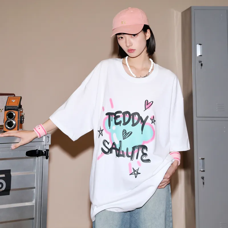 Teddy Bear Collection Contrast Graffiti Series T Shirt Unisex-12