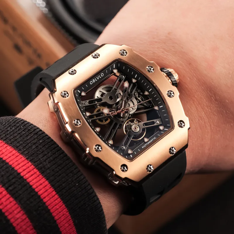 OBLVLO Mechanical Movement Watch Men's Watches Cut-Out Dial-21