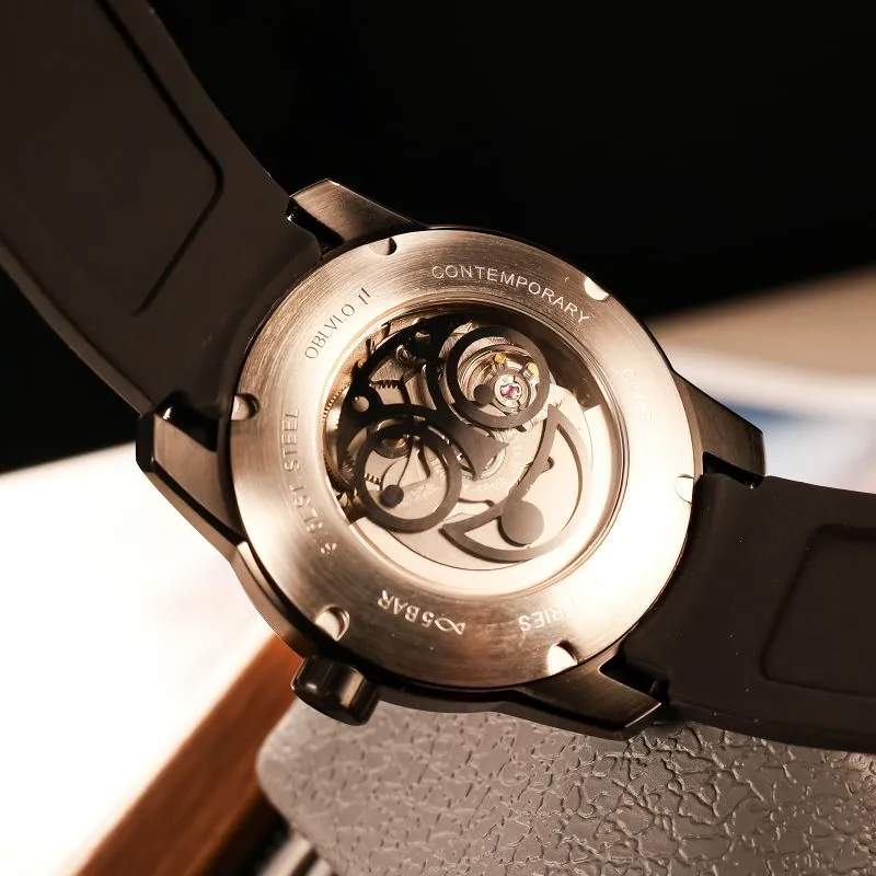 OBLVLO Automatic Mechanical Movement Men's Watches Black Dial-11