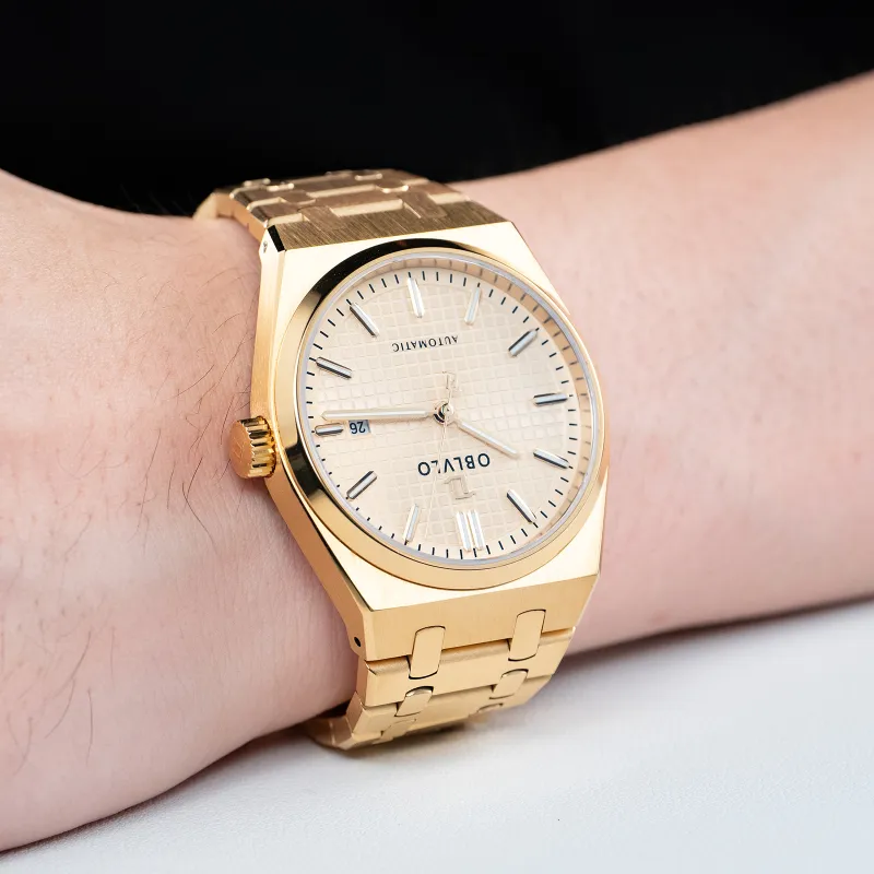 OBLVLO Mechanical Movement Watch Men's Watches White Dial-17