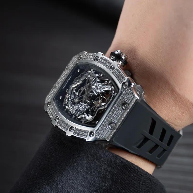 OBLVLO Automatic Mechanical Movement Watch Men's Watches Silver Dial-13