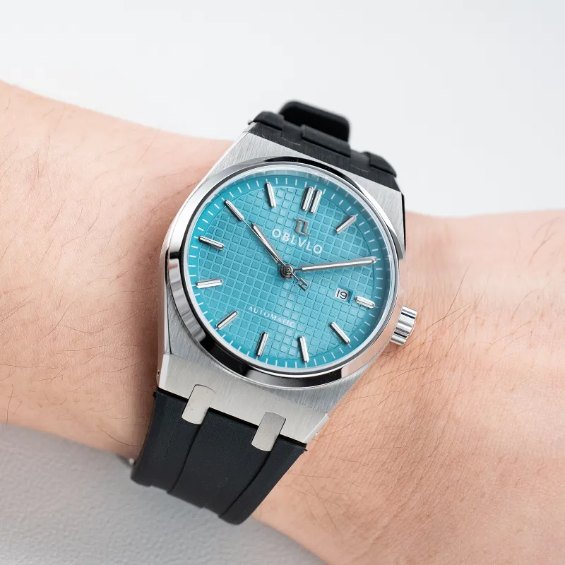 OBLVLO Mechanical Movement Watch Men's Watches Blue Dial-2