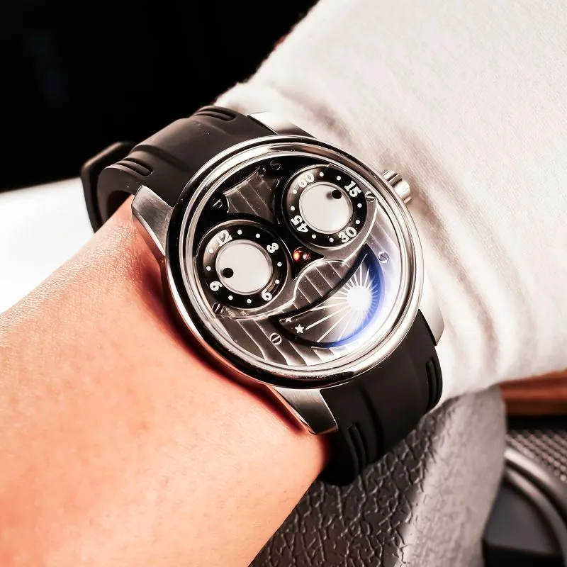 OBLVLO Automatic Mechanical Movement Men's Watches Black Dial-3