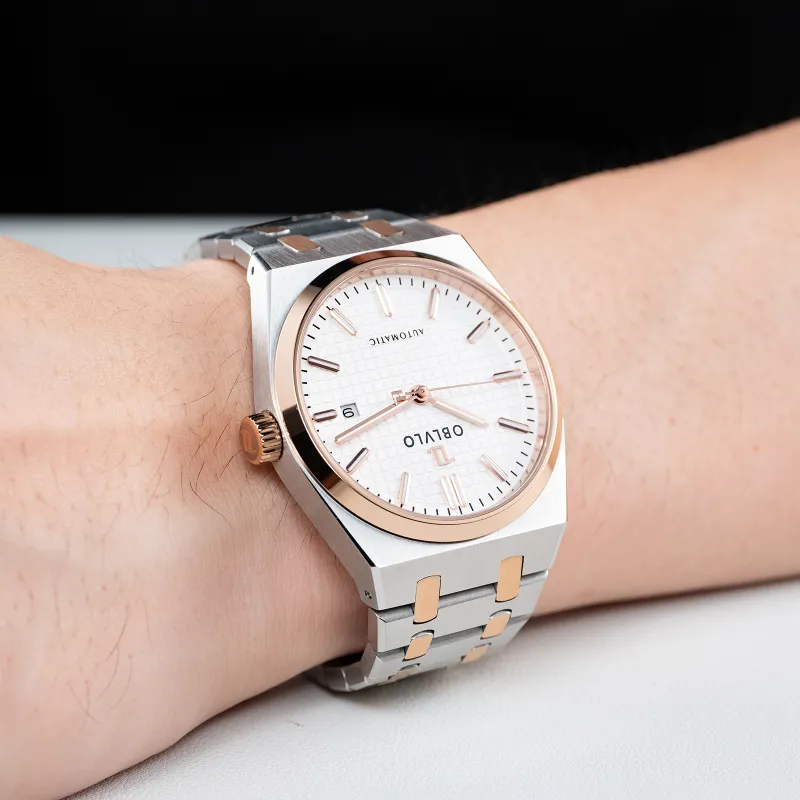 OBLVLO Mechanical Movement Watch Men's Watches White Dial-26