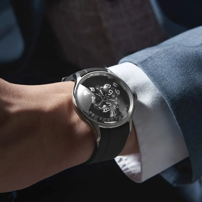 OBLVLO Automatic Mechanical Movement Watch Men's Watches Black Dial-3
