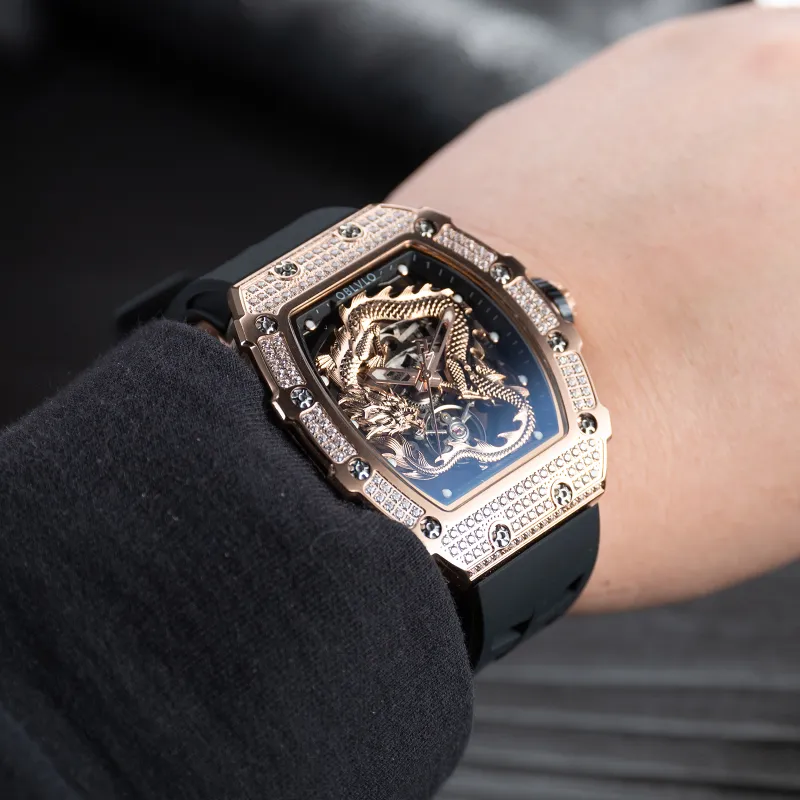 OBLVLO Automatic Mechanical Movement Watch Men's Watches Silver Dial-6