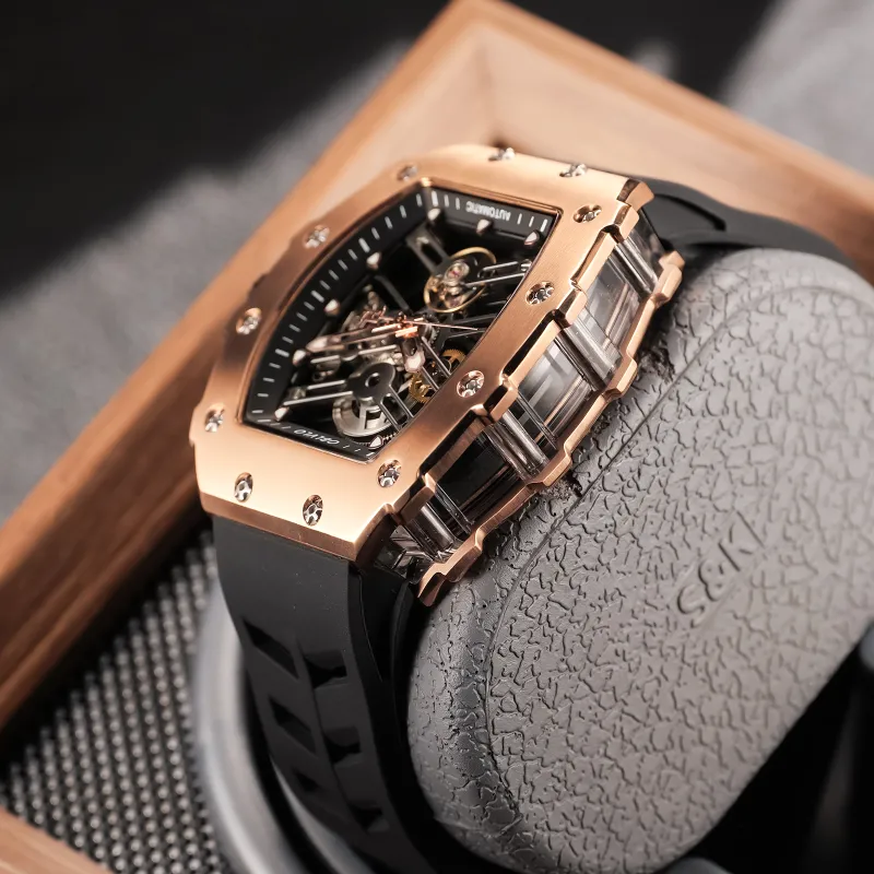 OBLVLO Mechanical Movement Watch Men's Watches Cut-Out Dial-20