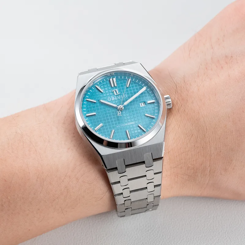 OBLVLO Mechanical Movement Watch Men's Watches White Dial-1