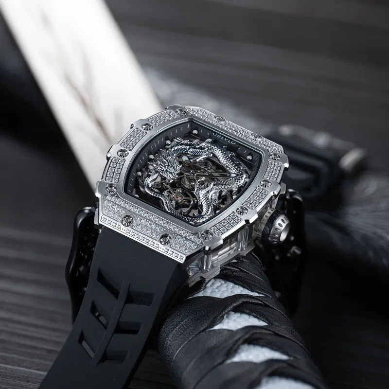 OBLVLO Automatic Mechanical Movement Watch Men's Watches Silver Dial-15