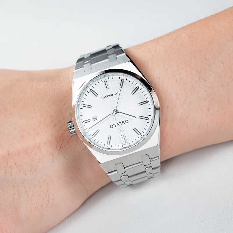 OBLVLO Mechanical Movement Watch Men's Watches White Dial-7