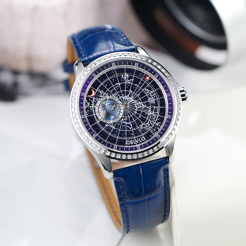 OBLVLO Automatic Mechanical Movement Watch Men's Watches Black Dial-8