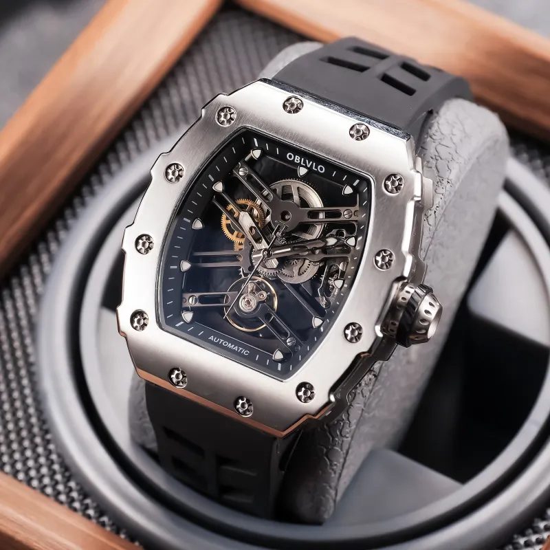 OBLVLO Mechanical Movement Watch Men's Watches Cut-Out Dial-34
