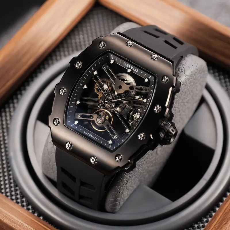 OBLVLO Mechanical Movement Watch Men's Watches Cut-Out Dial-26
