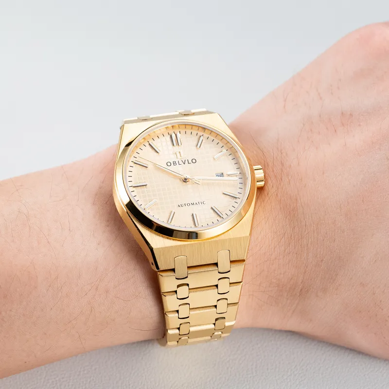 OBLVLO Mechanical Movement Watch Men's Watches White Dial-18