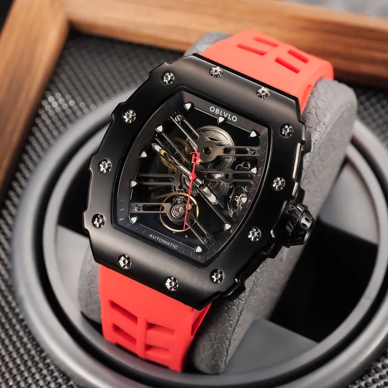 OBLVLO Mechanical Movement Watch Men's Watches Cut-Out Dial-3