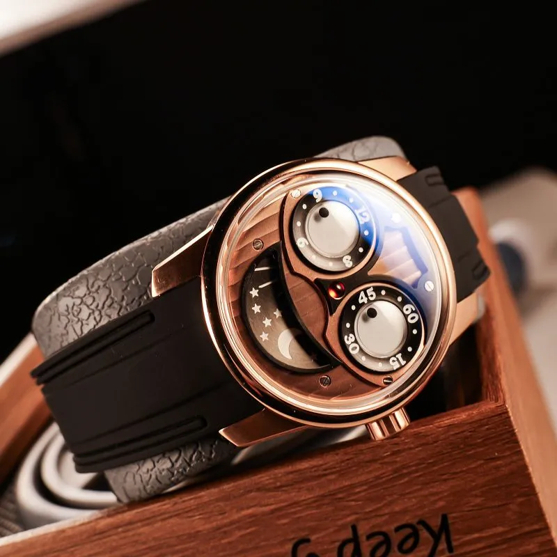 OBLVLO Automatic Mechanical Movement Men's Watches Black Dial-16