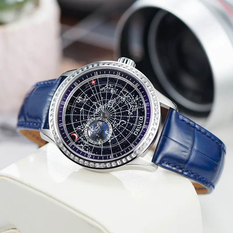 OBLVLO Automatic Mechanical Movement Watch Men's Watches Black Dial-7