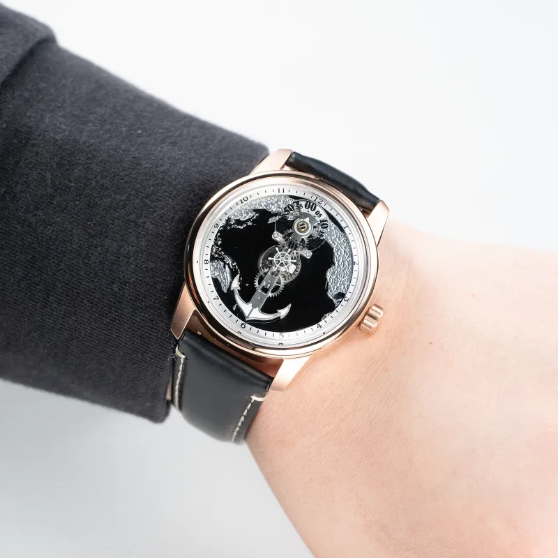 OBLVLO Automatic Mechanical Movement Watch Men's Watches Black Dial-2