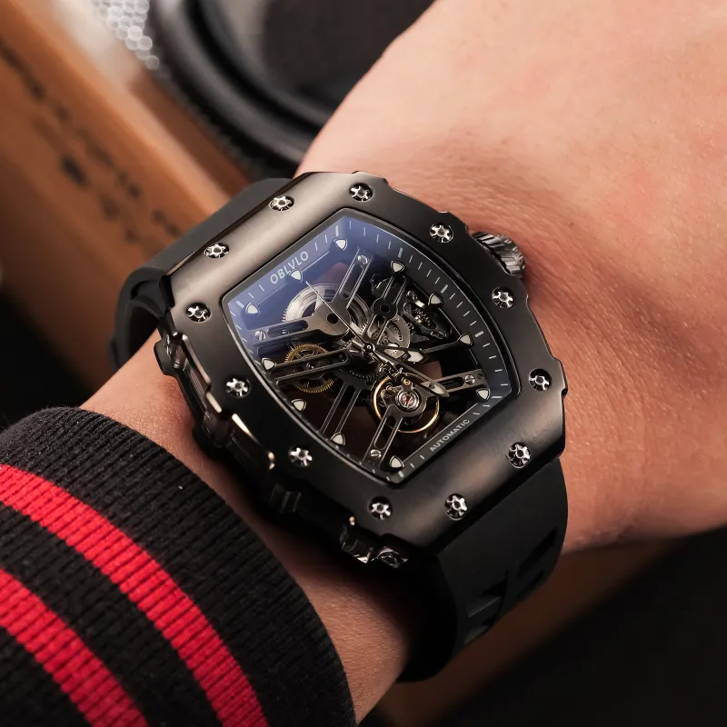 OBLVLO Mechanical Movement Watch Men's Watches Cut-Out Dial-29