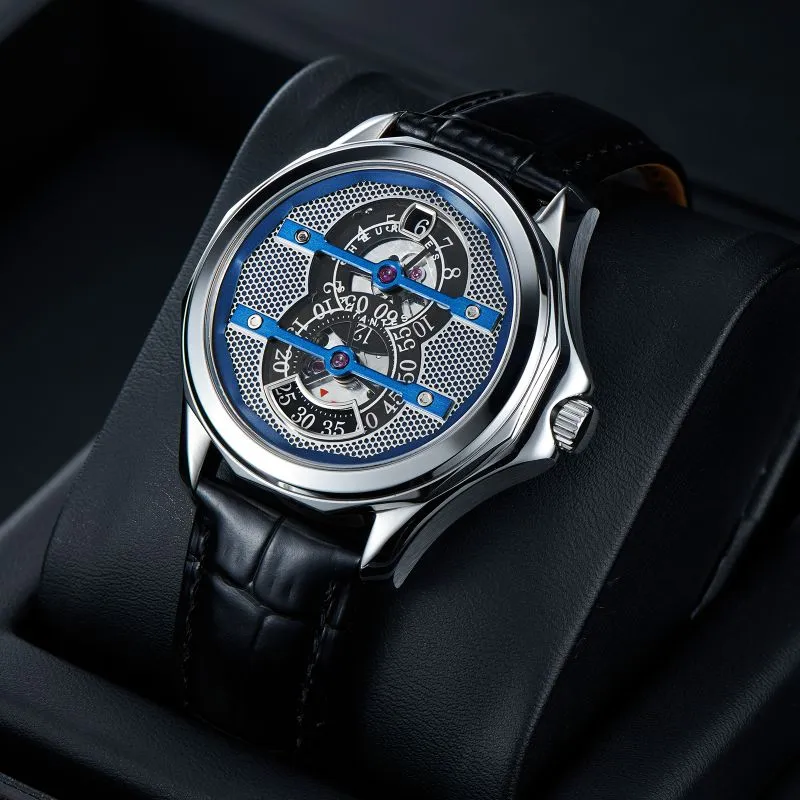 OBLVLO Automatic Mechanical Movement Watch Men's Watches Blue Dial-5