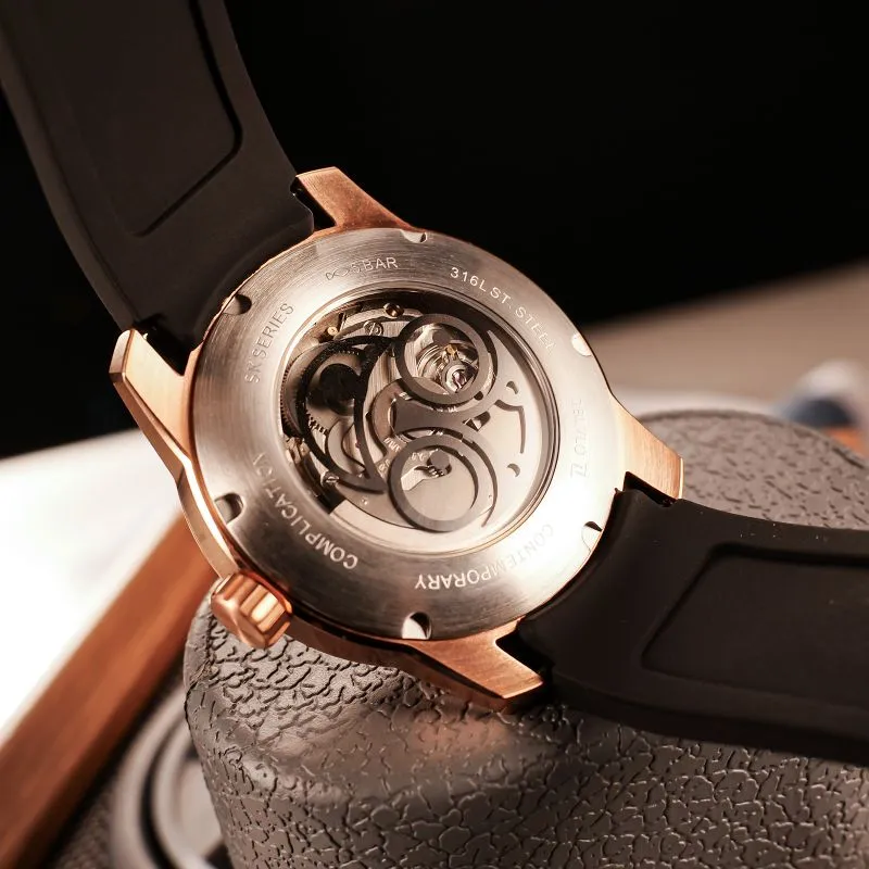 OBLVLO Automatic Mechanical Movement Men's Watches Black Dial-17