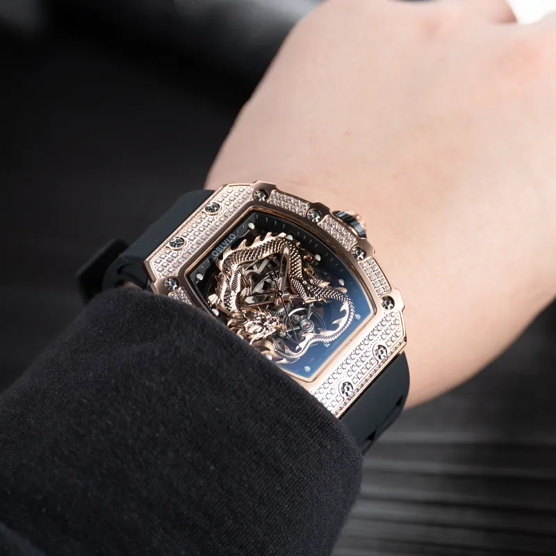 OBLVLO Automatic Mechanical Movement Watch Men's Watches Silver Dial-9