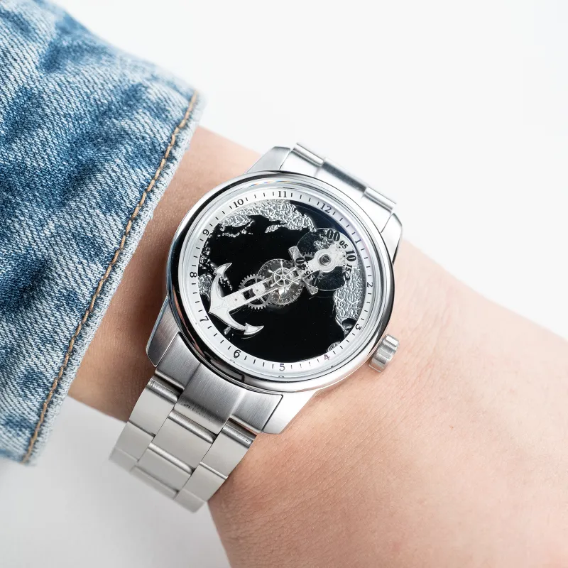 OBLVLO Automatic Mechanical Movement Watch Men's Watches Black Dial-1