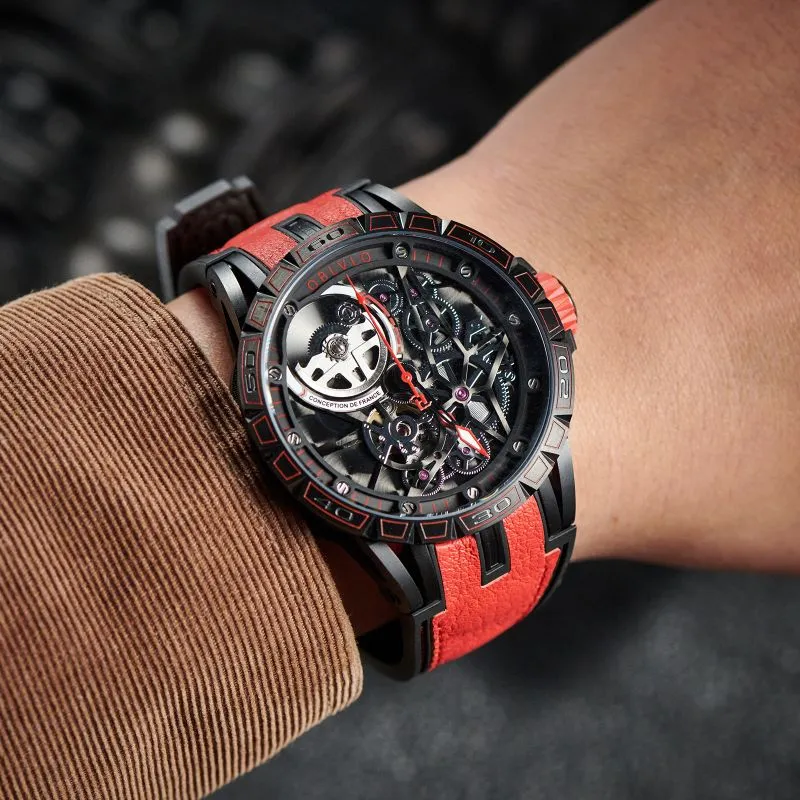 OBLVLO Automatic Mechanical Movement Watch Men's Watches Black Dial-2