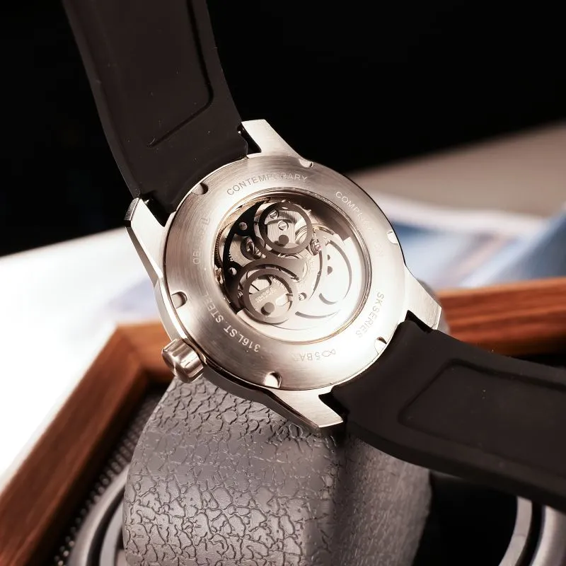 OBLVLO Automatic Mechanical Movement Men's Watches Black Dial-4