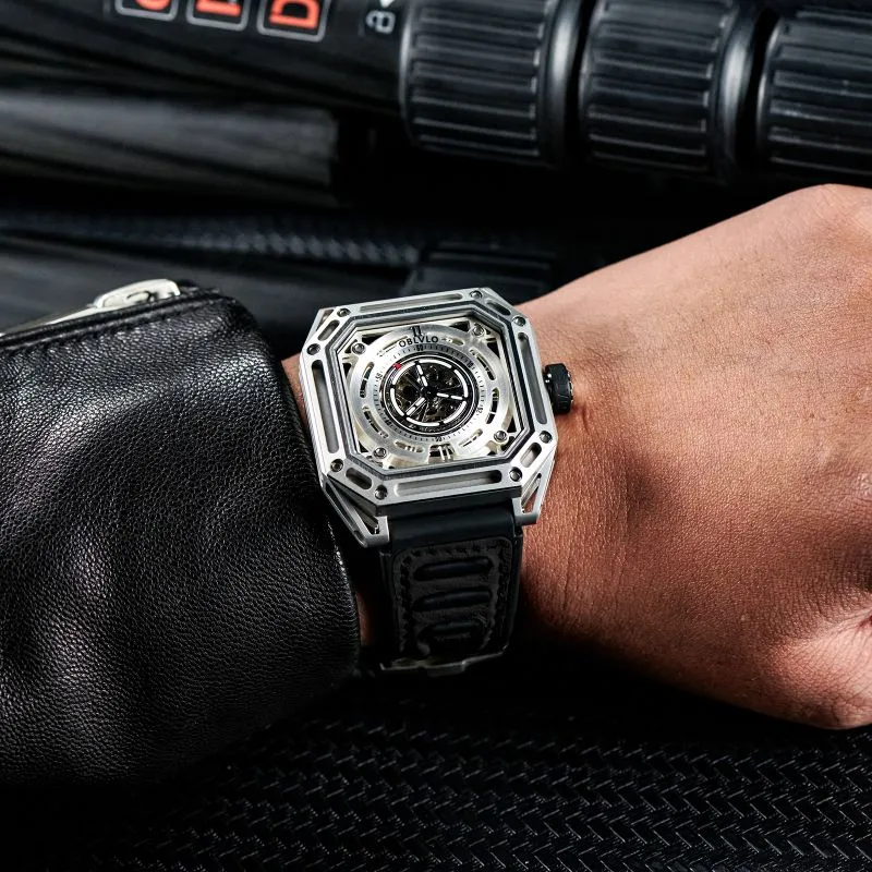 OBLVLO Automatic Mechanical Movement Watch Men's Watches Cut Out Dial-4
