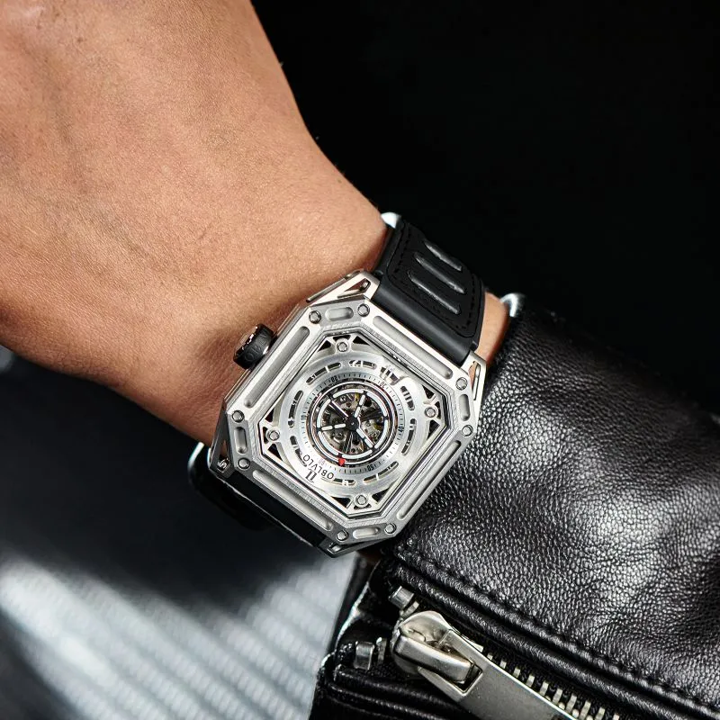 OBLVLO Automatic Mechanical Movement Watch Men's Watches Cut Out Dial-3