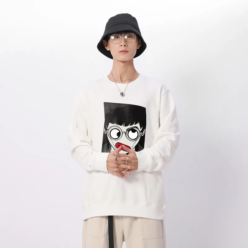 FAIRWHALE Loose Fit Pullover Drop Shoulder Crew Neck Sweatshirt Unisex-7