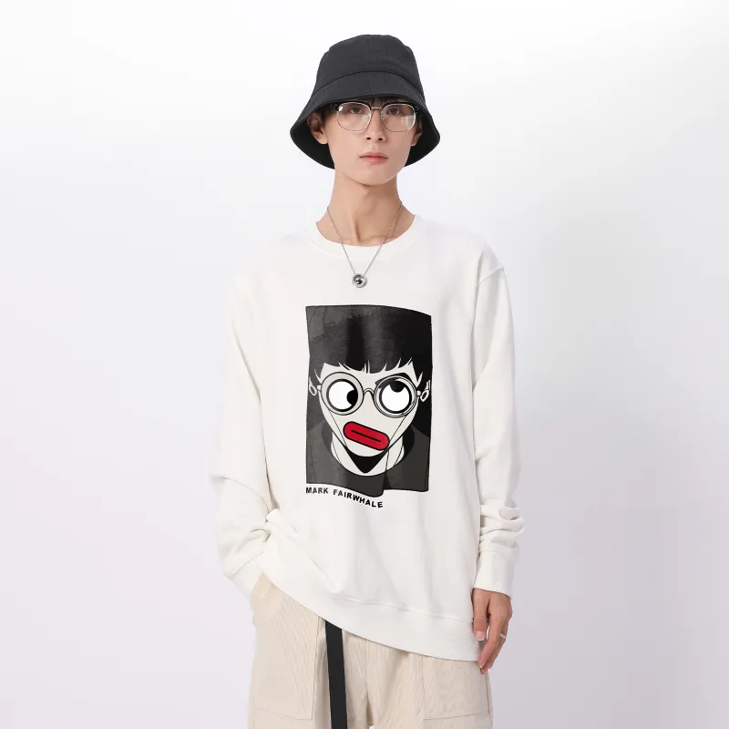 FAIRWHALE Loose Fit Pullover Drop Shoulder Crew Neck Sweatshirt Unisex-5
