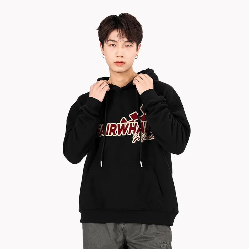 FAIRWHALE Letter Print Loose Fit Pullover Drop Shoulder Hoodie Unisex-4