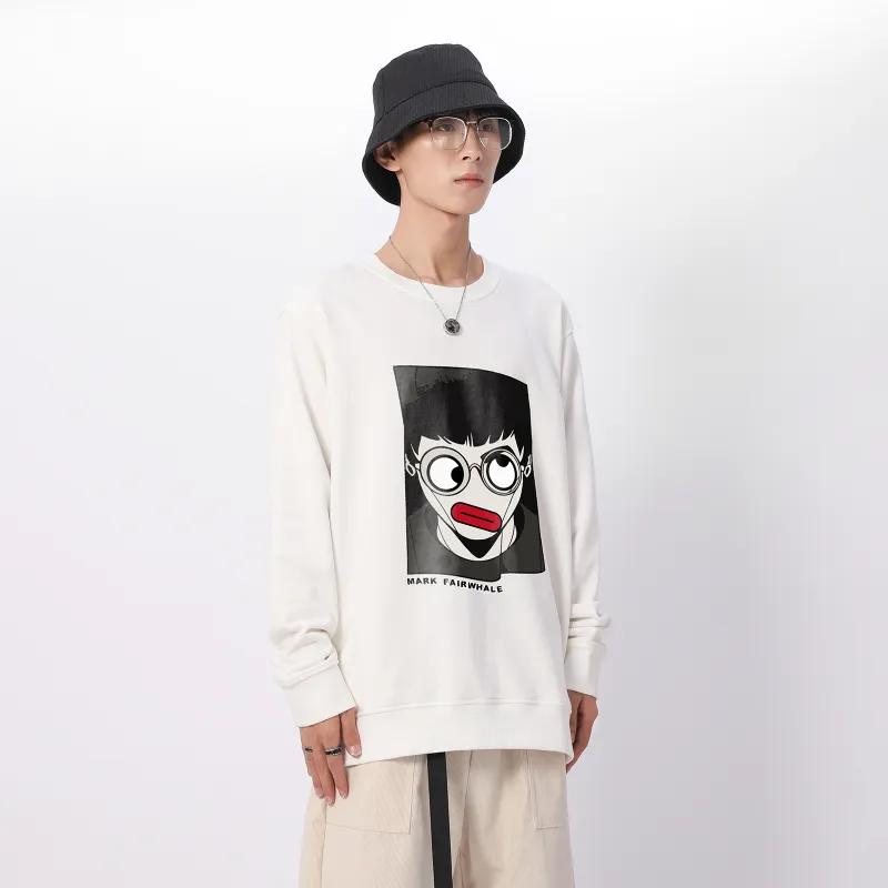FAIRWHALE Loose Fit Pullover Drop Shoulder Crew Neck Sweatshirt Unisex-8