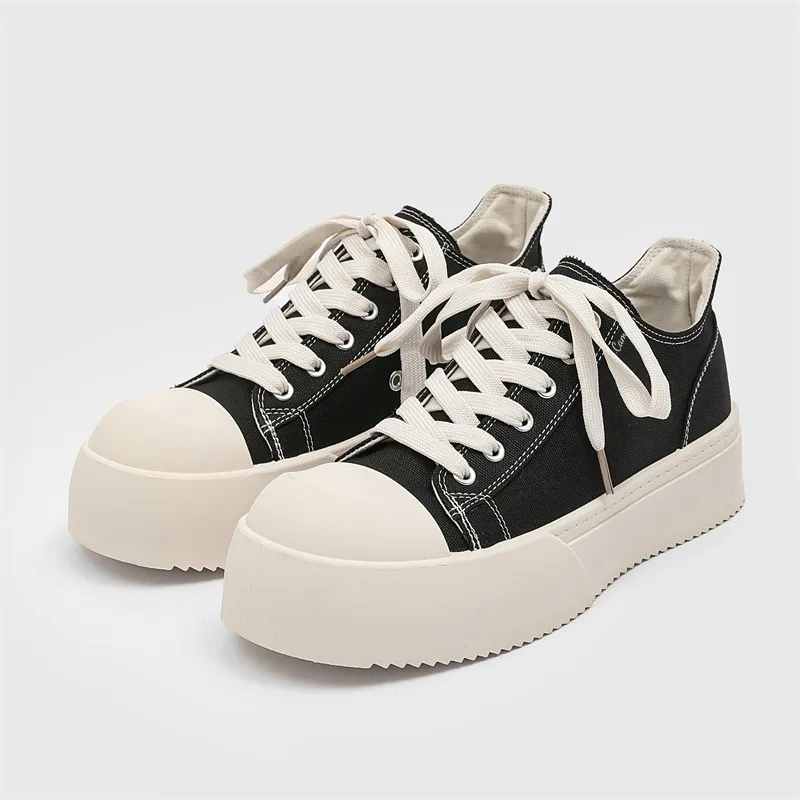 PROTECTCAMEL Abrasion Resistant Lightweight Height Increasing Low Top Canvas Shoes Men's Black-2
