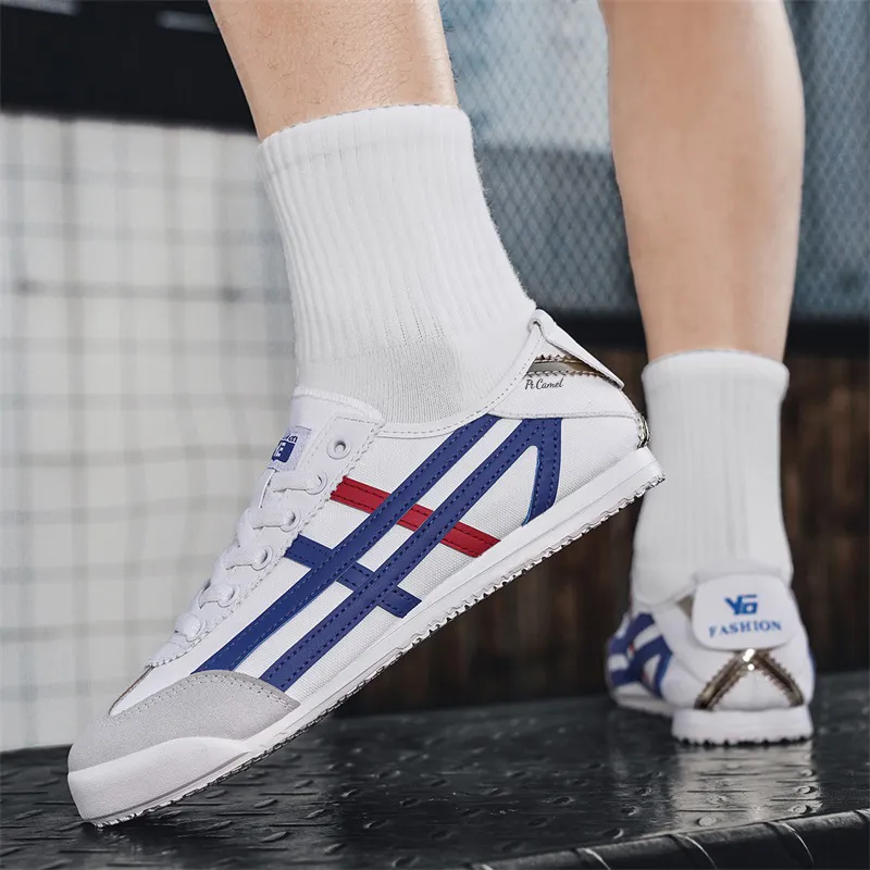 PROTECTCAMEL Slip Resistant, Abrasion Resistant, Lightweight Low Top Casual Shoes Unisex White Blue-3
