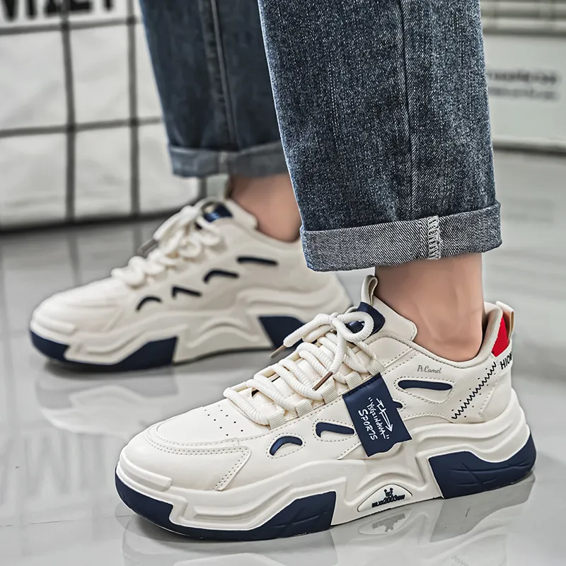 PROTECTCAMEL Abrasion Resistant Lightweight Height Increasing Low Top Chunky Sneakers Men's-4