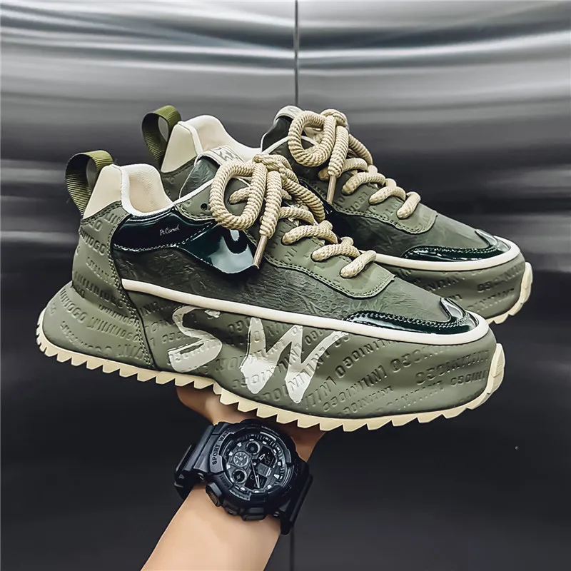 PROTECTCAMEL Abrasion Resistant Lightweight Height Increasing Low Top Chunky Sneakers Men's-5