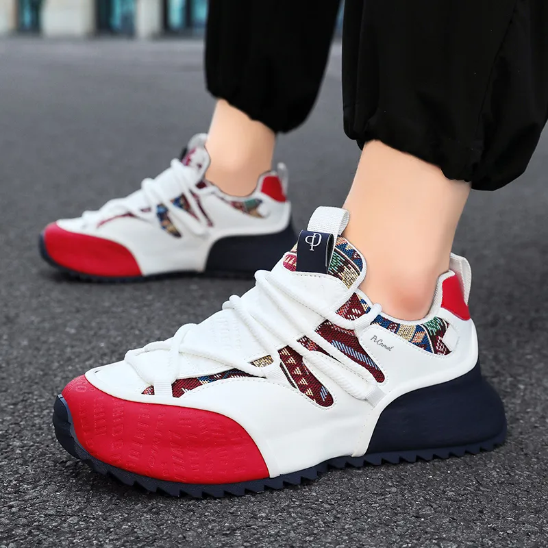 PROTECTCAMEL Abrasion Resistant Lightweight Height Increasing Low Top Chunky Sneakers Men's-3