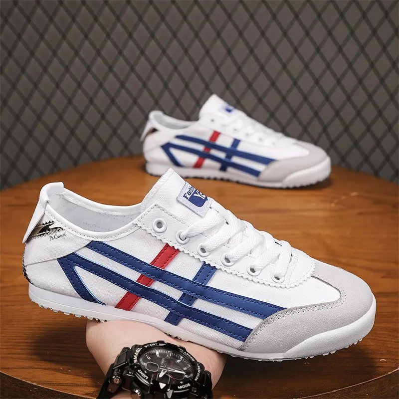 PROTECTCAMEL Slip Resistant, Abrasion Resistant, Lightweight Low Top Casual Shoes Unisex White Blue-2