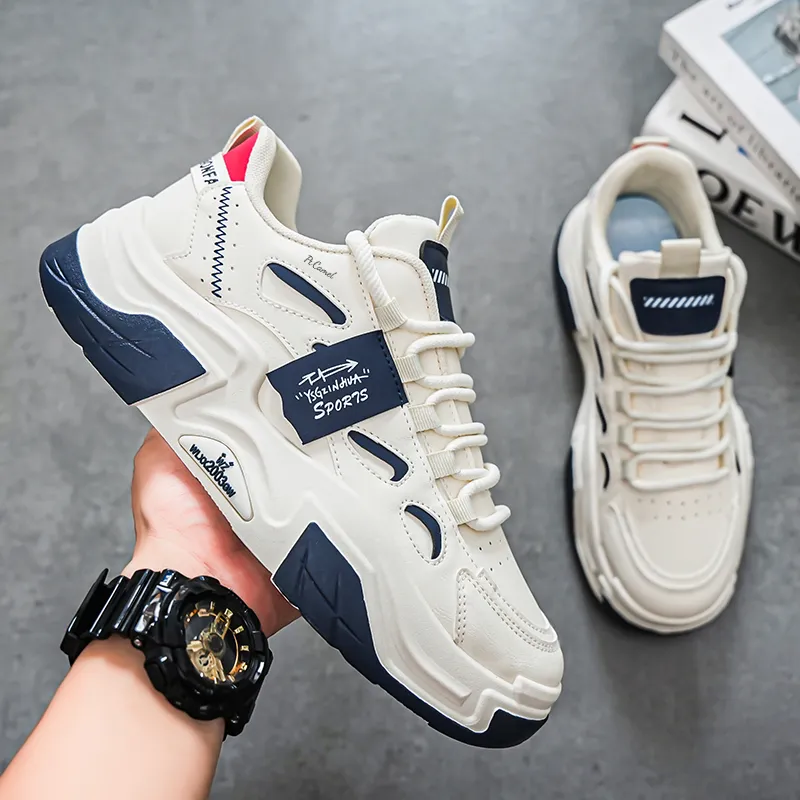 PROTECTCAMEL Abrasion Resistant Lightweight Height Increasing Low Top Chunky Sneakers Men's-2
