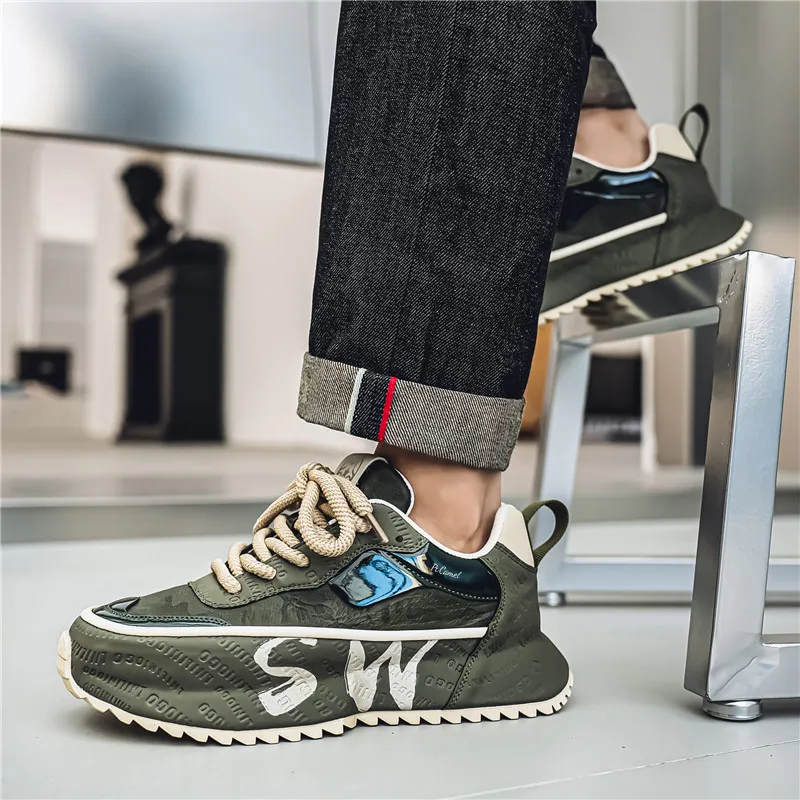 PROTECTCAMEL Abrasion Resistant Lightweight Height Increasing Low Top Chunky Sneakers Men's-7