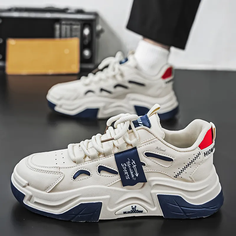 PROTECTCAMEL Abrasion Resistant Lightweight Height Increasing Low Top Chunky Sneakers Men's-3
